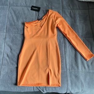 One shoulder Tangerine Dress